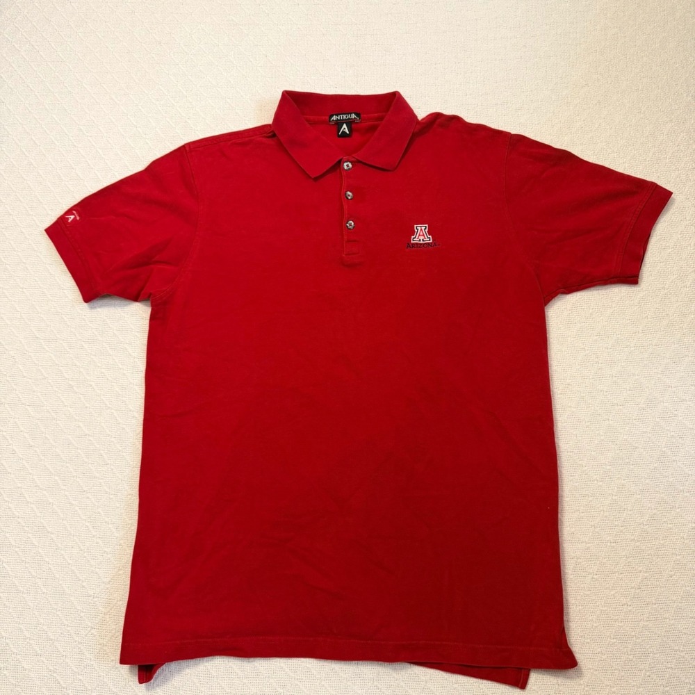 Antigua Arizona Wildcats Mens Large Red Cotton Pique Short Sleeve Polo Shirt